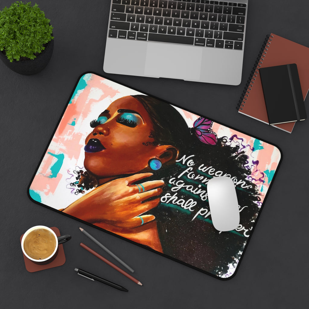 "No Weapons Formed" Desk Mat